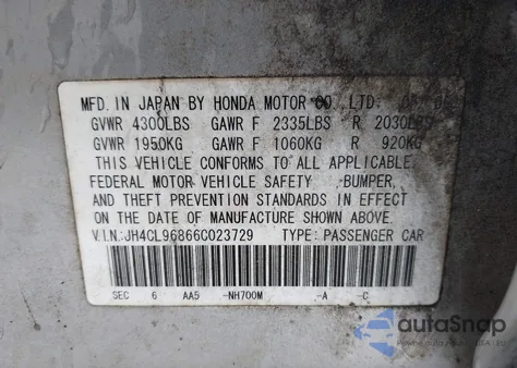 2006 Acura Tsx z USA, uszkodzony, nr VIN JH4CL96866C023729